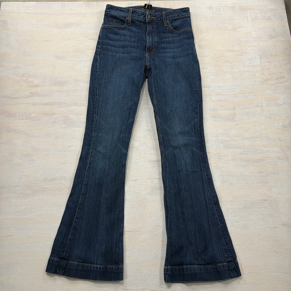 Kimes Ranch Jeans Jennifer 4/32 Flare Leg Western Horn Embroidery Blue Women
